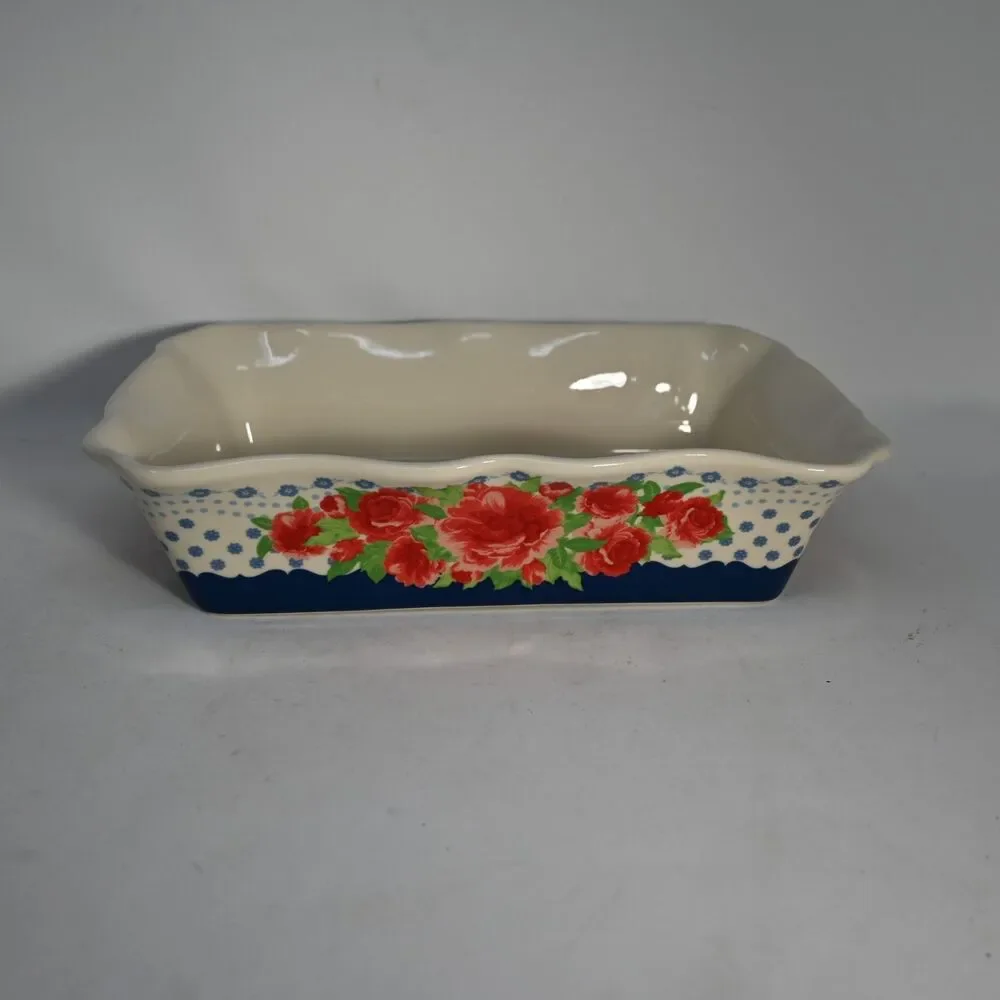The Pioneer Woman Rectangular Ceramic Baking Dish Rose Floral 13x9 Baker
